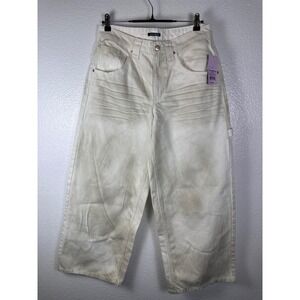 Wild Fable Off-White Dirty Wash Carpenter Jeans Wide Leg‎ High Rise Size 4 NWT